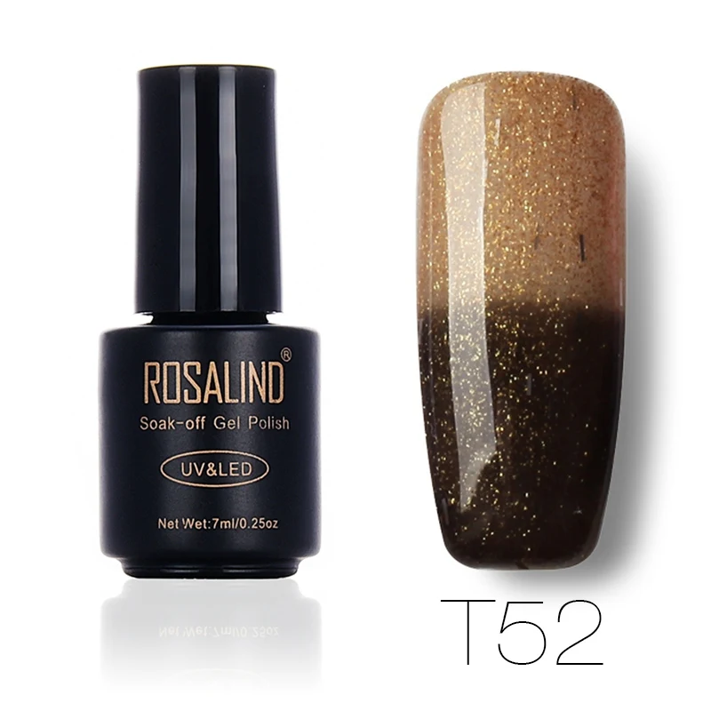 T52 ROSALIND 7 мл изменение температуры лака для ногтей отклеить кисточки для дизайна ногтей лампа для сухой тепловой цветная акриловая краска верхнее базовое пальто - Цвет: T52