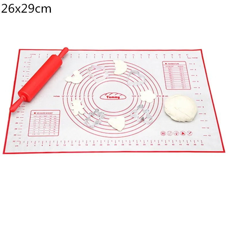 26x29cm red B антипригарный силиконовый коврик для выпечки со шкалой раскатки теста коврик для замеса теста антипригарный кондитерский лист для духовки - Цвет: 26x29cm red