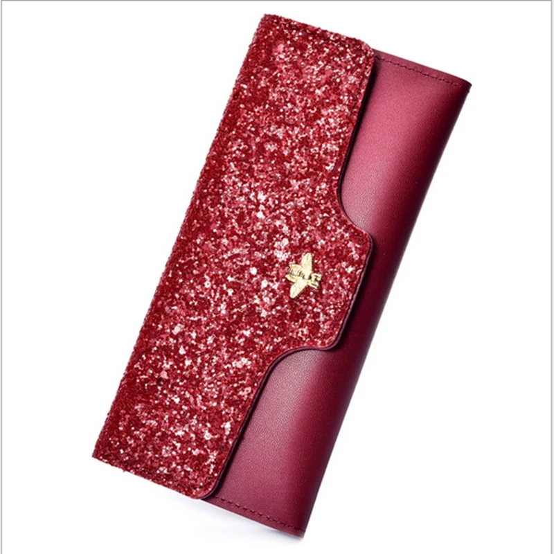 2019 Fashion Women Wallet Long Sequin PU Leather Ladies Zipper Purse Female Multiply-function Clutch Bag | Багаж и сумки