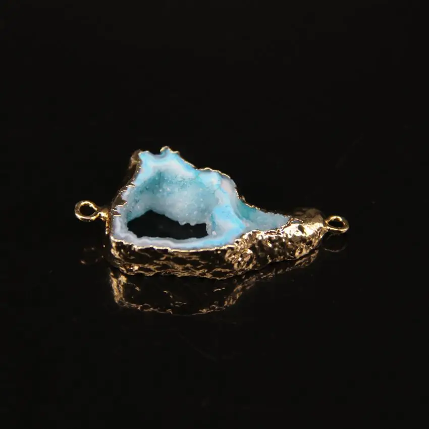 5 шт. Натуральный Druzy Geode плиты в произвольной форме коннектор с золотыми краями