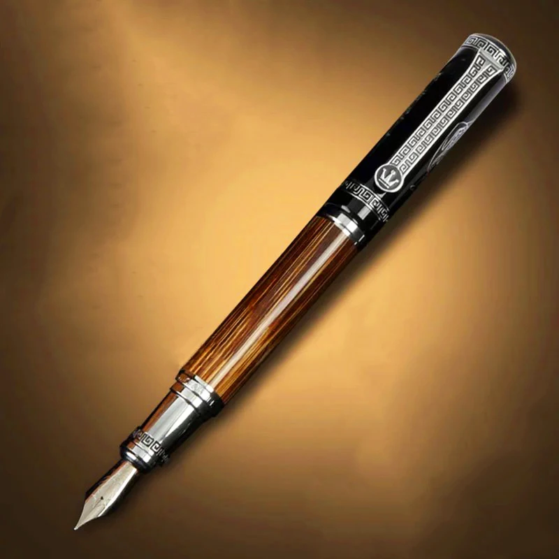 One Medium Pen Duke 551, Классический Конфуций, натуральный бамбук, металлическая авторучка для каллиграфического пера, средний/изогнутый Иридиум, 0,7 мм/1,2 мм, для офисного подарка - Цвет: One Medium Pen