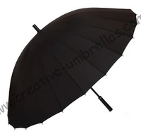business parasol24 ribs metal umbrellasanti rust14mm metal shaft and fluted metal long ribshand openwindproofleather