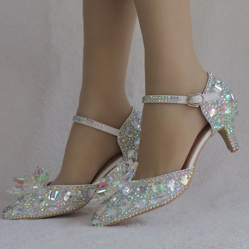 Новая дизайнерская обувь с украшением в виде кристаллов Золушка вечерние