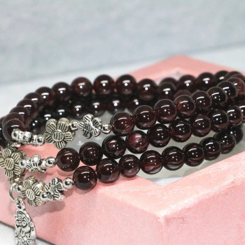 Серебристый кулон 6 мм гранат природный камень круглые бусины в западном стиле 3