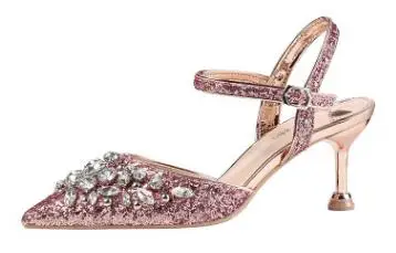 B rose gold 6cm heel Женские босоножки; модные золотистые туфли принцессы на высоком каблуке 10 см, 6 см, с пряжкой и ремешком; роскошный дизайн - Цвет: B rose gold 6cm heel