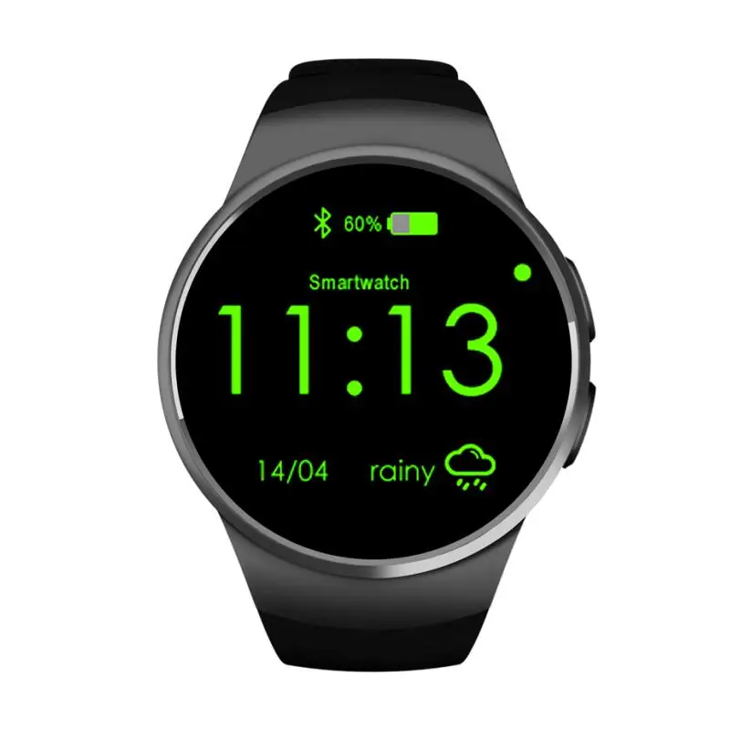 Черный Новинка KW18+ часы Смарт часы Android трекер здоровья MTK2502c Bluetooth уведомления Поддержка SIM TF карта для samsung Xiaomi - Цвет: Черный