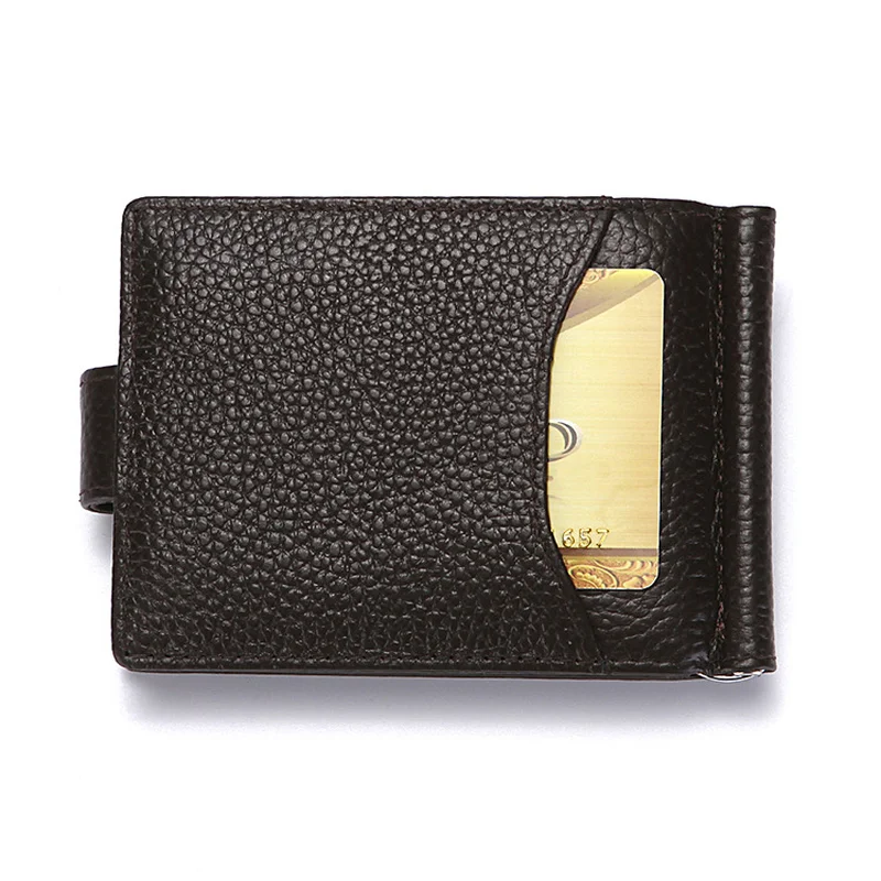 Мужской кошелек из натуральной кожи с защитой от RFID тонкий металлической