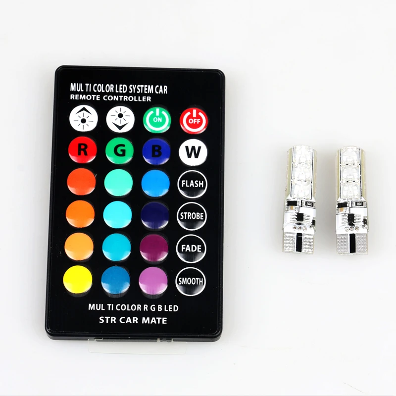 СВЕТОДИОДНЫЙ Автомобильный светильник T10 W5W 5050 SMD 12 В 2 шт./1 комплект RGB