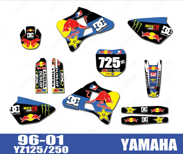 Графические Наклейки для мотоцикла и велосипеда деколи фона Yamaha YZ125 YZ250 YZ 125 250 1996 97
