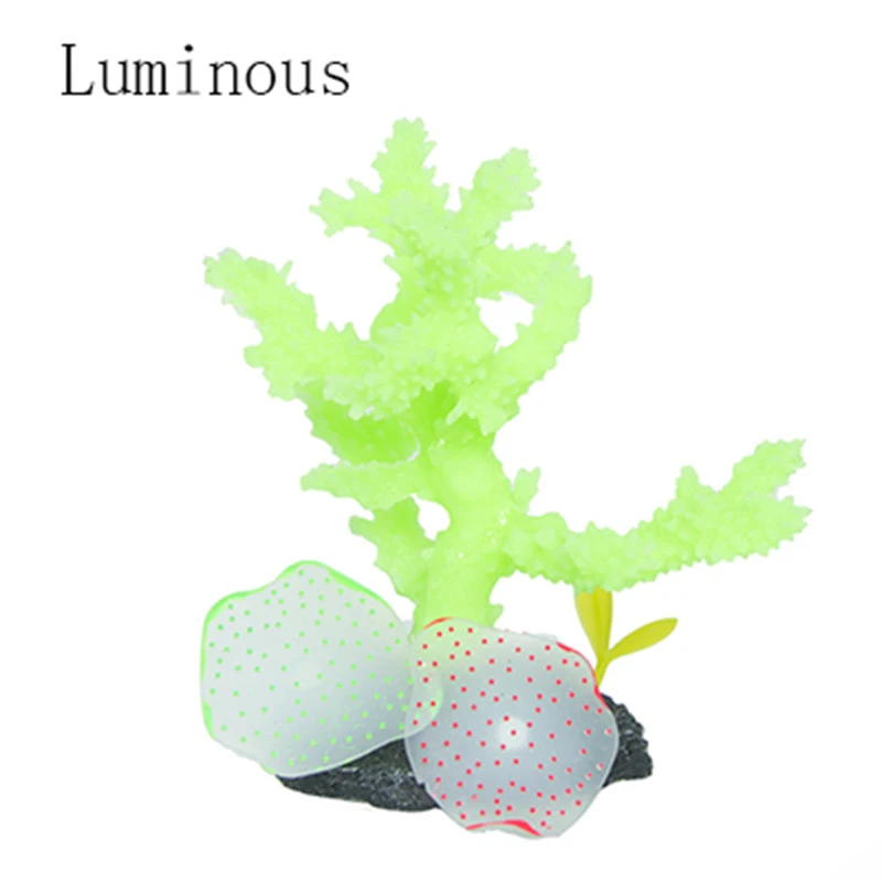 Luminous Аквариум светящийся искусственный силикагель Коралловый аквариум Силиконовые растения с присоской аквариумные аксессуары ландшафтное украшение - Цвет: Luminous