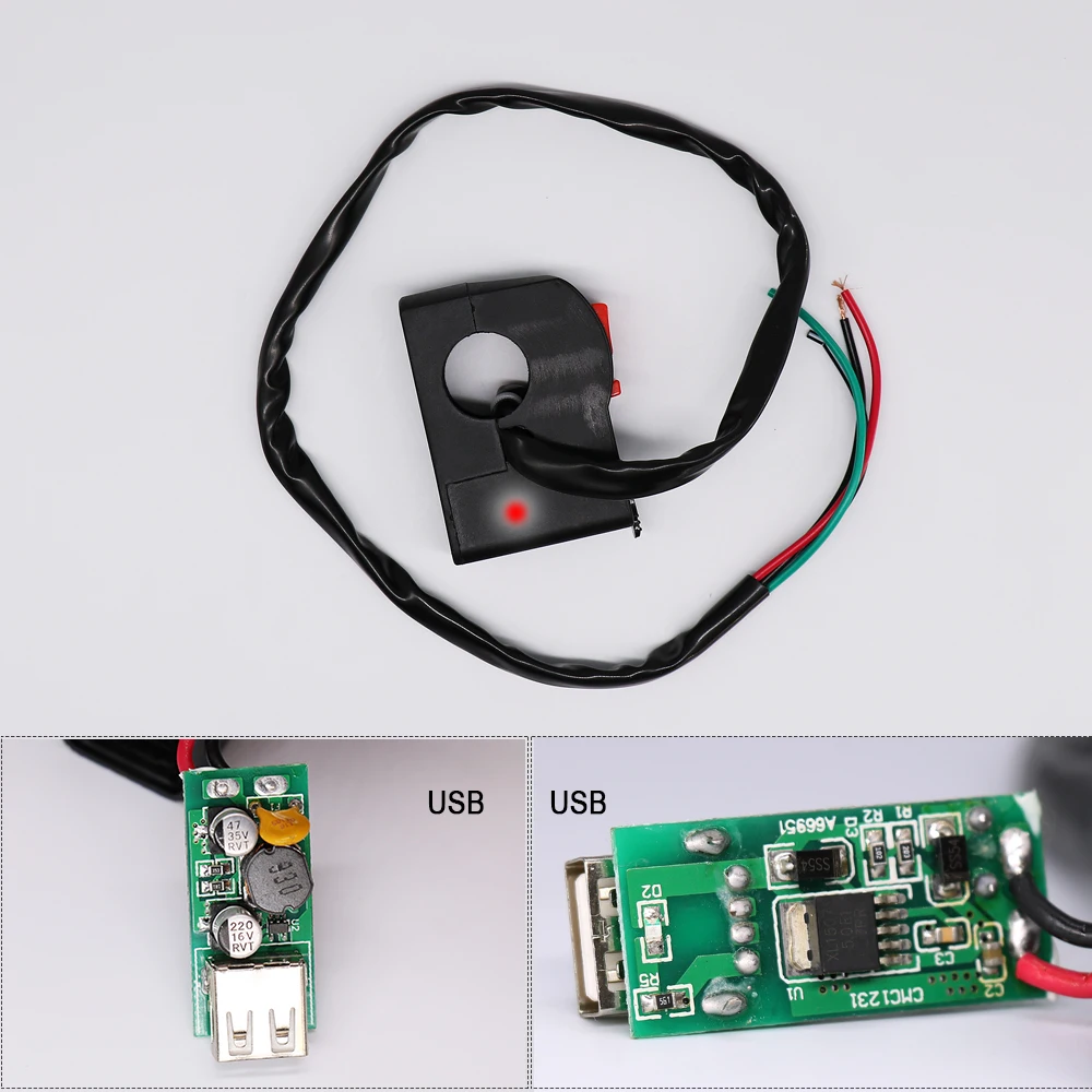 15 шт. 22 мм ~ 25 7/8 &quotУниверсальный USB руль для мотоцикла кнопка включения выключения