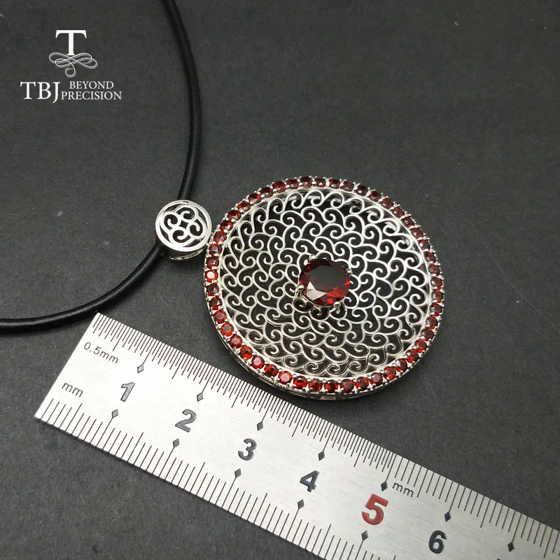 TBJ новый большой натуральный гранатовый камень подвески из стерлингового
