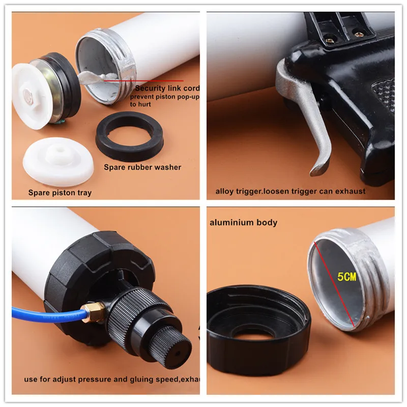 600 мл пневматический стеклянный клеевой пистолет с регулируемой скоростью