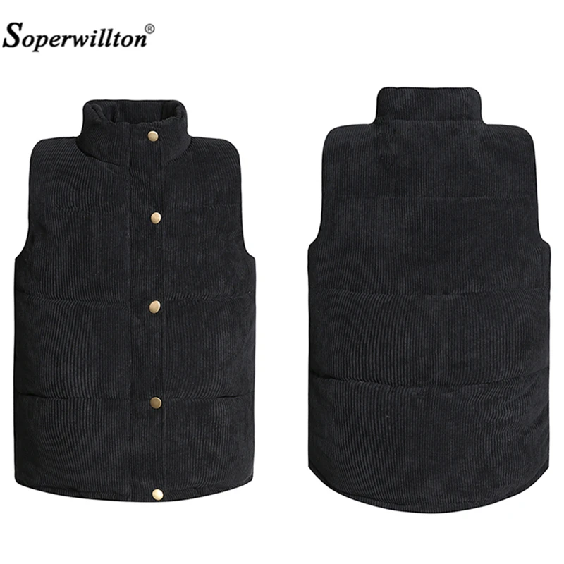 Для женщин куртка без рукавов Новинка 2018 года осень зима вельвет жилет утка вниз