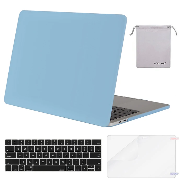 Чехол для ноутбука Mosiso, черный корпус, чехол для Macbook Pro 13 15 с/без сенсорной панели A1708 A1706 A1990, чехол s, аксессуары - Цвет: Airy BlueCase