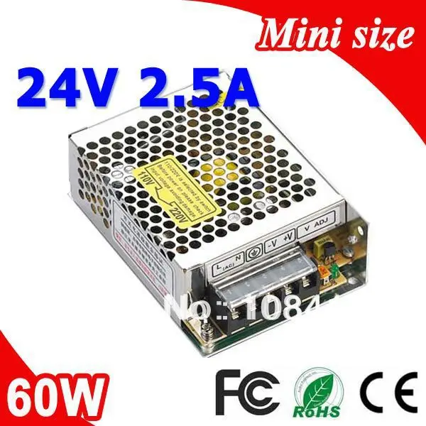 

MS-60-24 60W 24V 2.5A Mini size LED Switching Power Supply Transformer 110V 220V AC to DC output