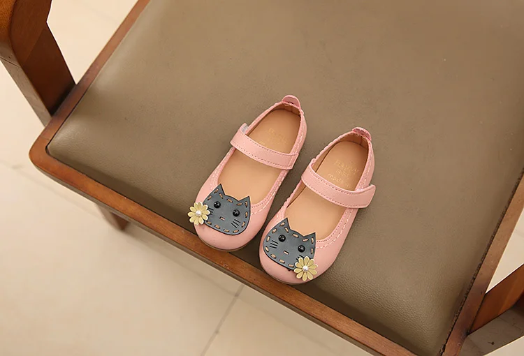 Children Girls Leather Shoes Kids Baby Princess Spring/autumn Sneakers Single Cute Cat Fashion |