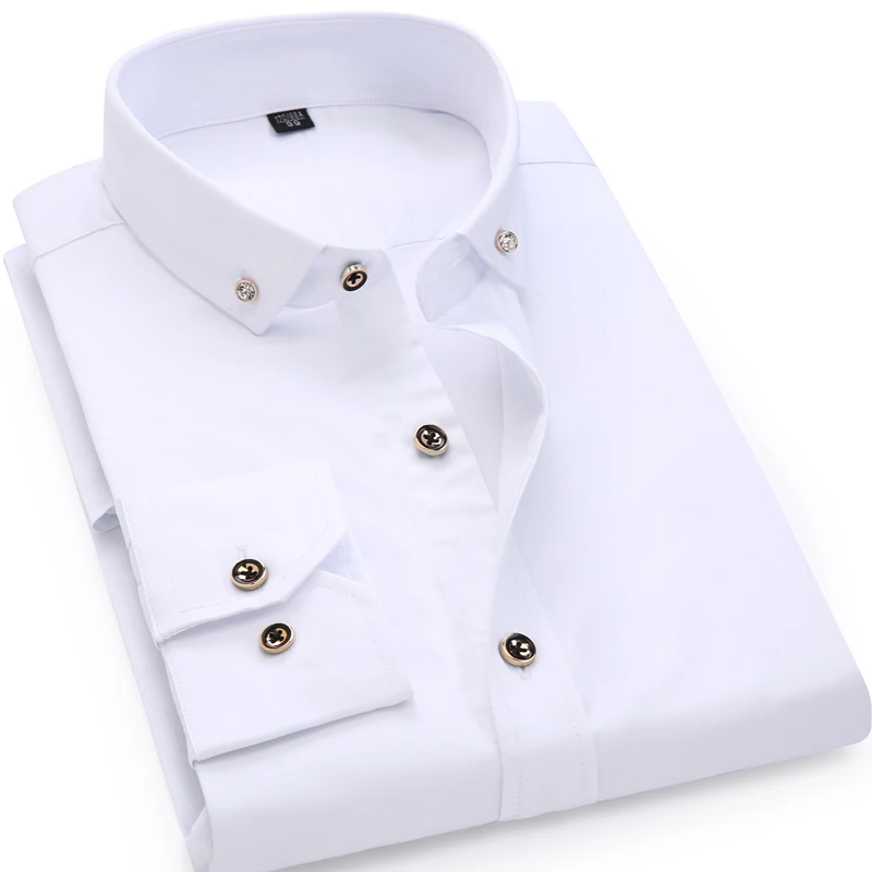 Рубашка мужская деловая с длинным рукавом повседневная маленьким воротником