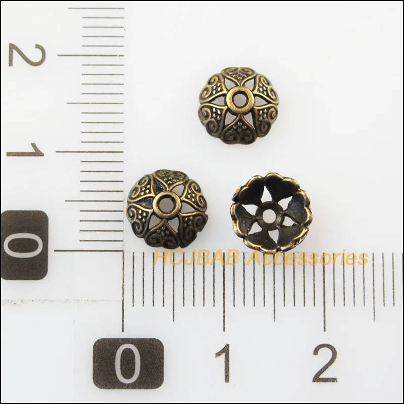 100 шт. состаренная бронза Цвет Цветочное сердце Spacer Бусины с торцевыми крышками 8