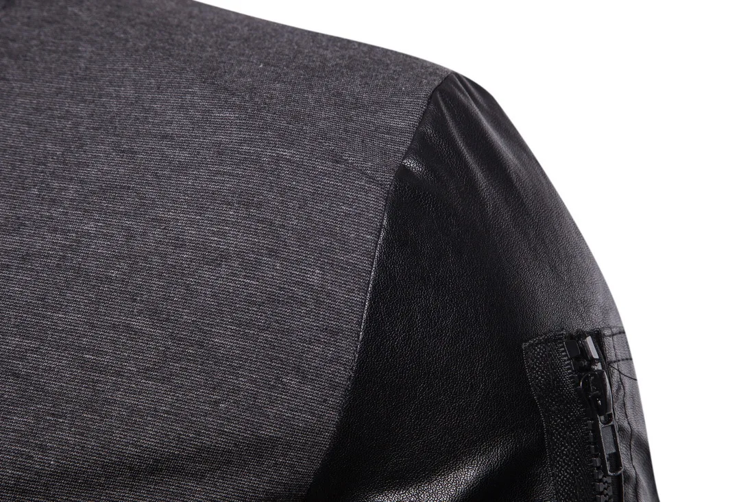 Новая мужская куртка бомбер Veste Homme брендовая на молнии с кожаными рукавами