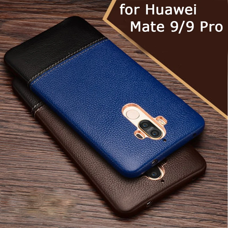 

Case for Huawei Mate 9 Luxury Genuine Leather Case Free Tempered Glass Screen Protector for Huawei Mate 9 Pro 9pro Slim Cover