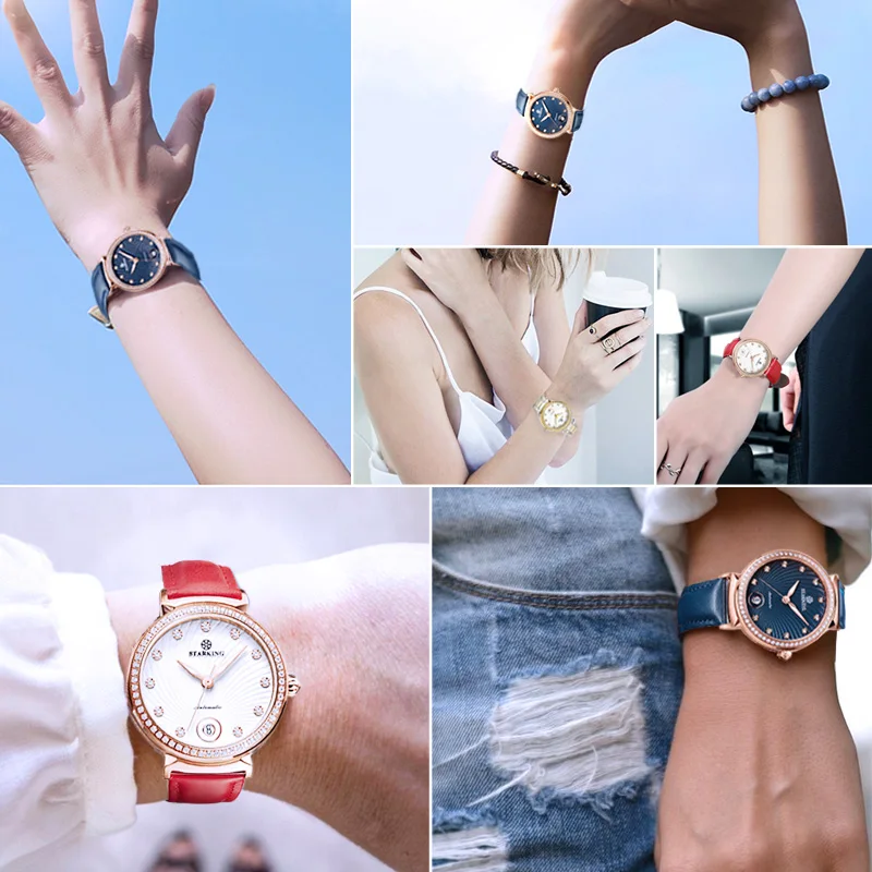 STARKING женские часы нержавеющая сталь ремешок золото наручные автоматические