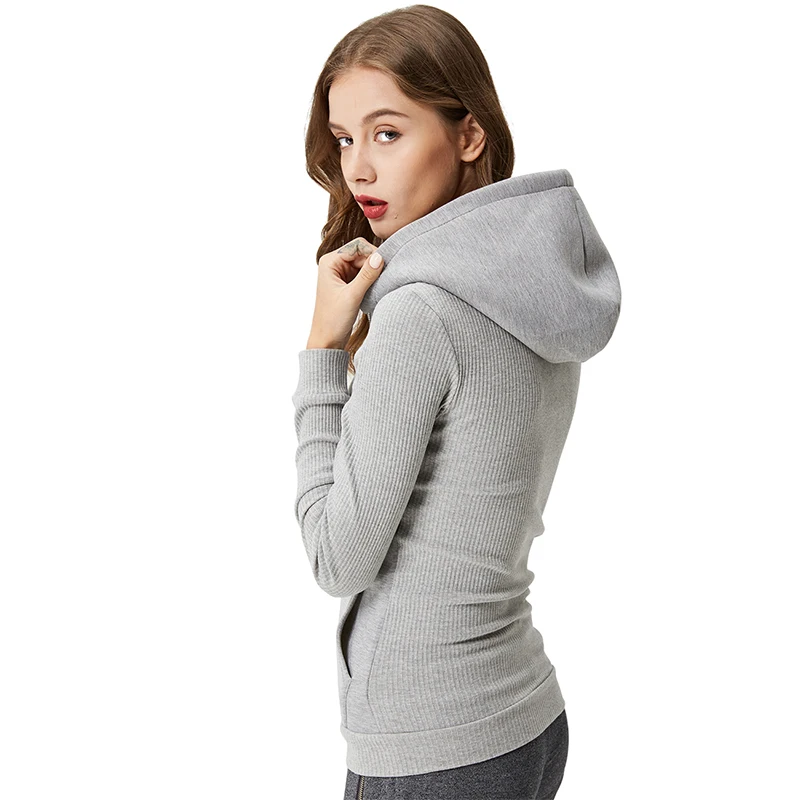 Женская толстовка с капюшоном однотонная трикотажная кофта длинным рукавом и