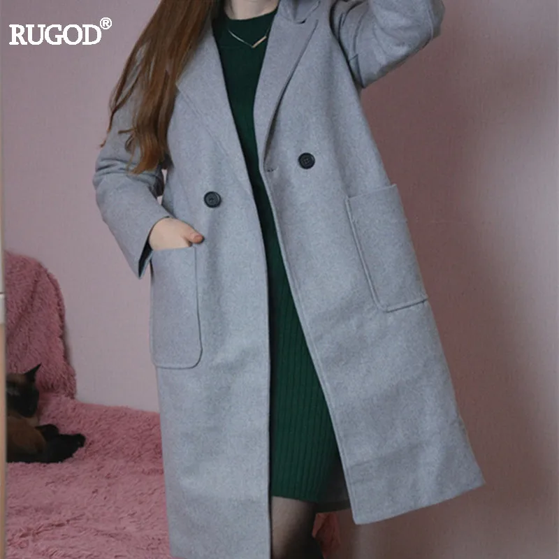 Rugod 2018 длинные шерстяное пальто для женщин Элегантное будущих мам Повседневное