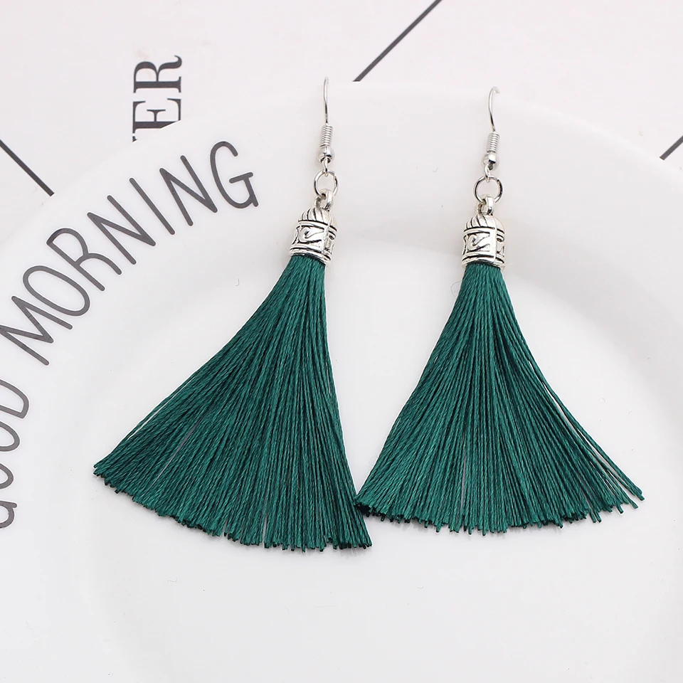 Qtian сережки с кисточками Boho pendientes mujer moda длинные серьги для женщин винтажные Висячие свадебные серьги, ювелирные изделия oorbellen