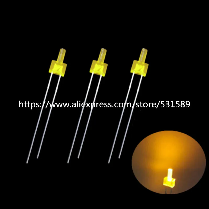 

1000PCS yellow 2MM cylindrical led Diffused 1.8-2.4V DIP LED Lamp