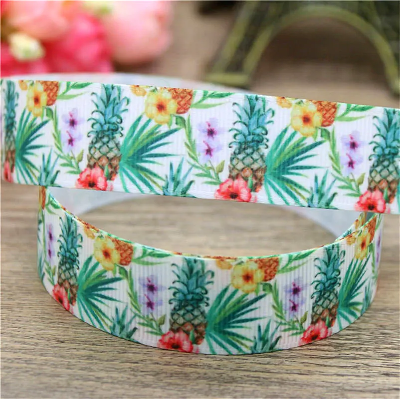 DHK 10yards fruits flamingo pineapple printed grosgrain Ribbon Accessory hairbow headwear decoration Wholesale OEM DIY B1666 | Дом и сад