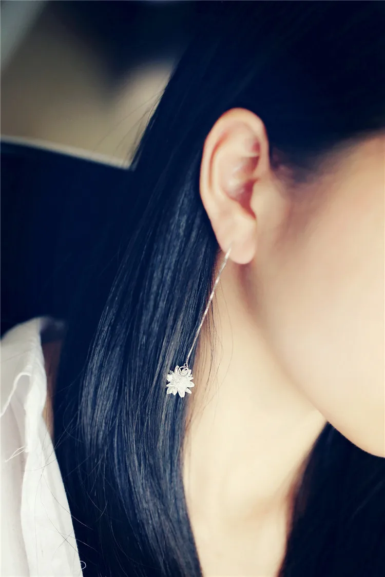 Длинная дизайнерская роскошная женская проволока для ледяных ушей 925 Висячие