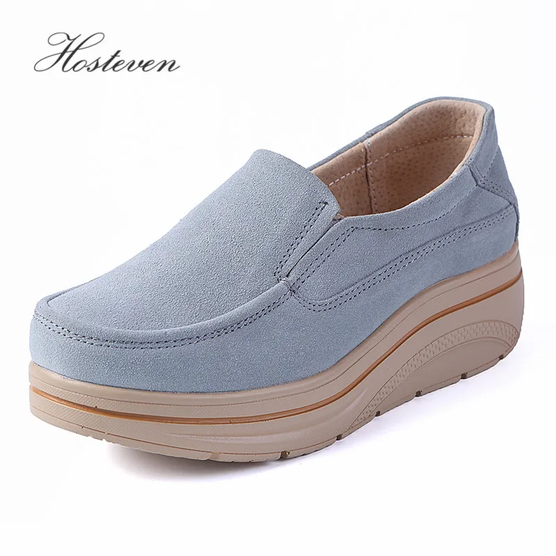 Hosteven/Женская обувь кроссовки из коровьей замши на плоской платформе весна осень