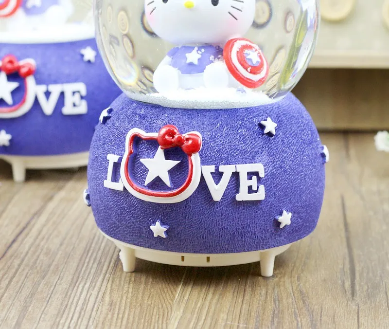 Hello kitty Светодиодный светильник музыкальная шкатулка в виде хрустального шара поворотный снежный шар музыкальные коробки поворотный карусель музыкальная шкатулка для принцессы подарок для девочки