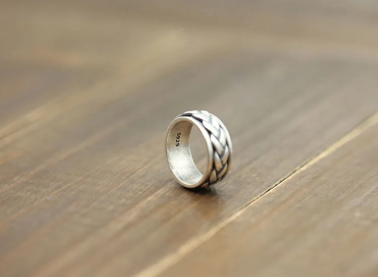 Тканый браслет дизайн серебро 925 вращающийся Спиннер кольцо для мужчин крутое