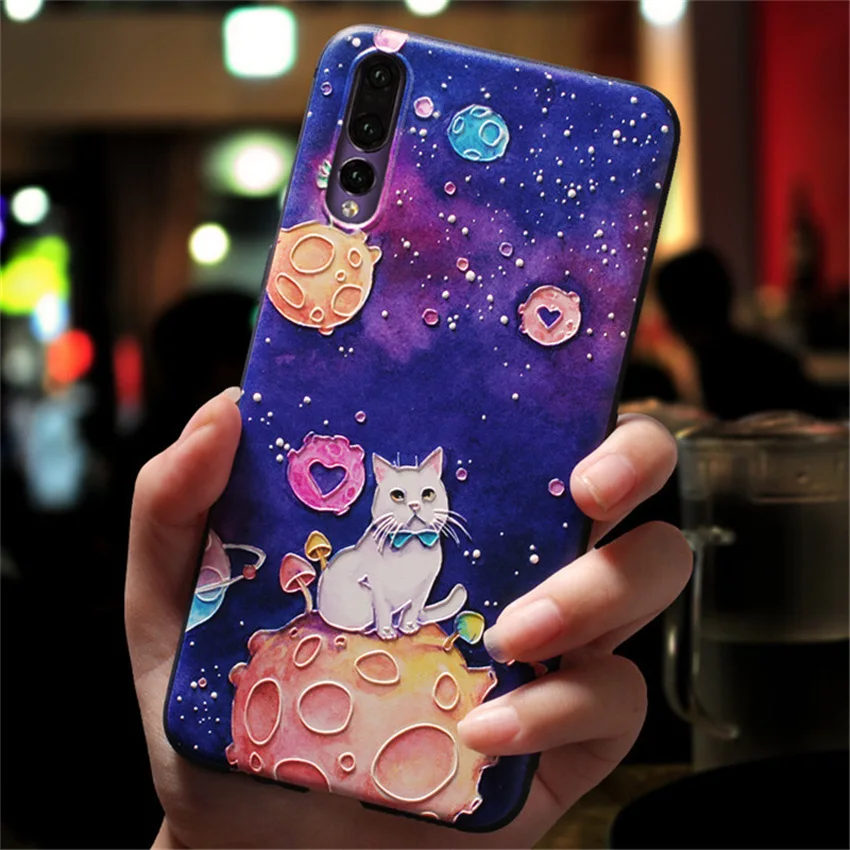 Чехол из ТПУ с объемными рельефными цветами для huawei mate 10 20 Pro Lite P20 P10 чехол Honor 8 9 Nova