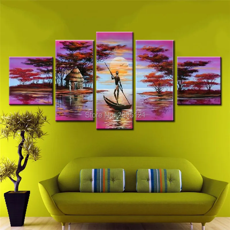 Ручная живопись фиолетовые пейзажи Африки картина маслом на холсте в виде