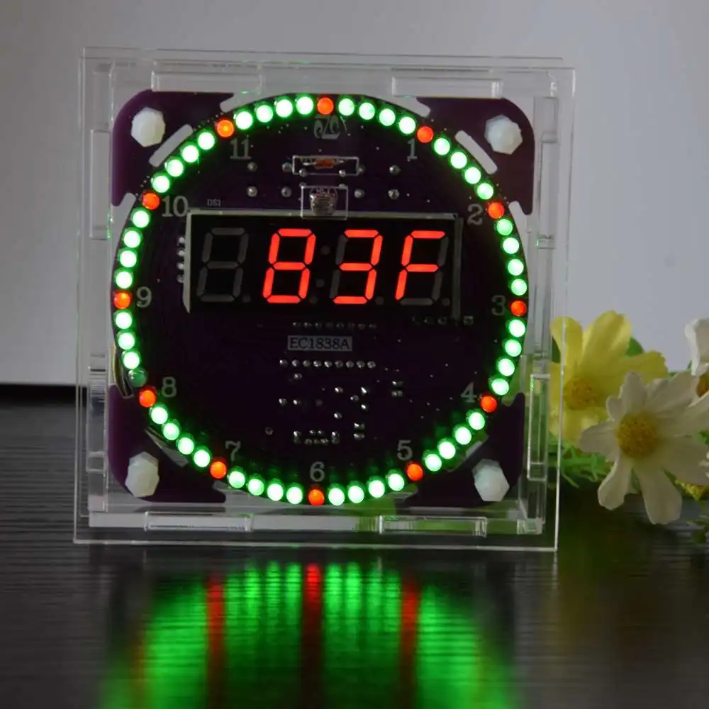 Четвертое поколение DIY EC1838A DS1302 светильник с управлением вращения светодиодный набор электронных часов вращающиеся электронные таймеры
