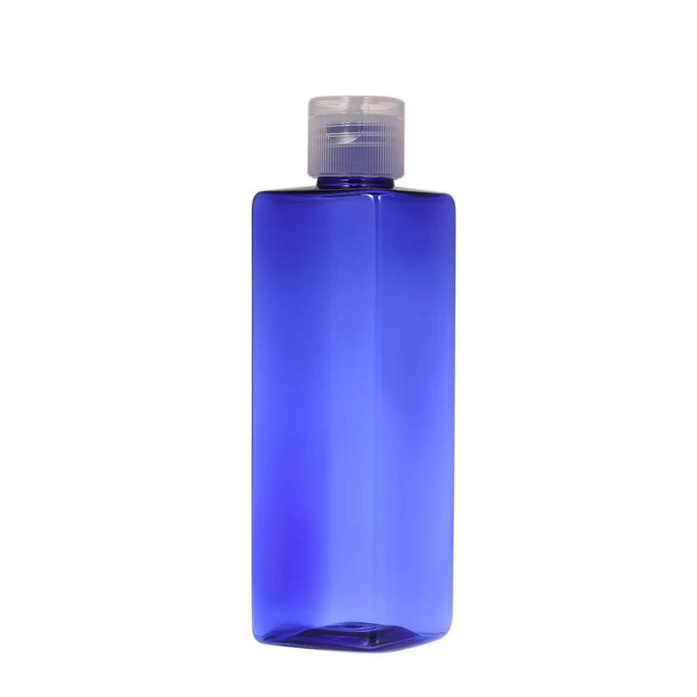 Blue 250 мл пустые пластиковые квадратные бутылки многоразовая бутылка с откидной крышкой для шампуня, лосьона, крема, жидкая косметическая бутылка - Цвет: Blue