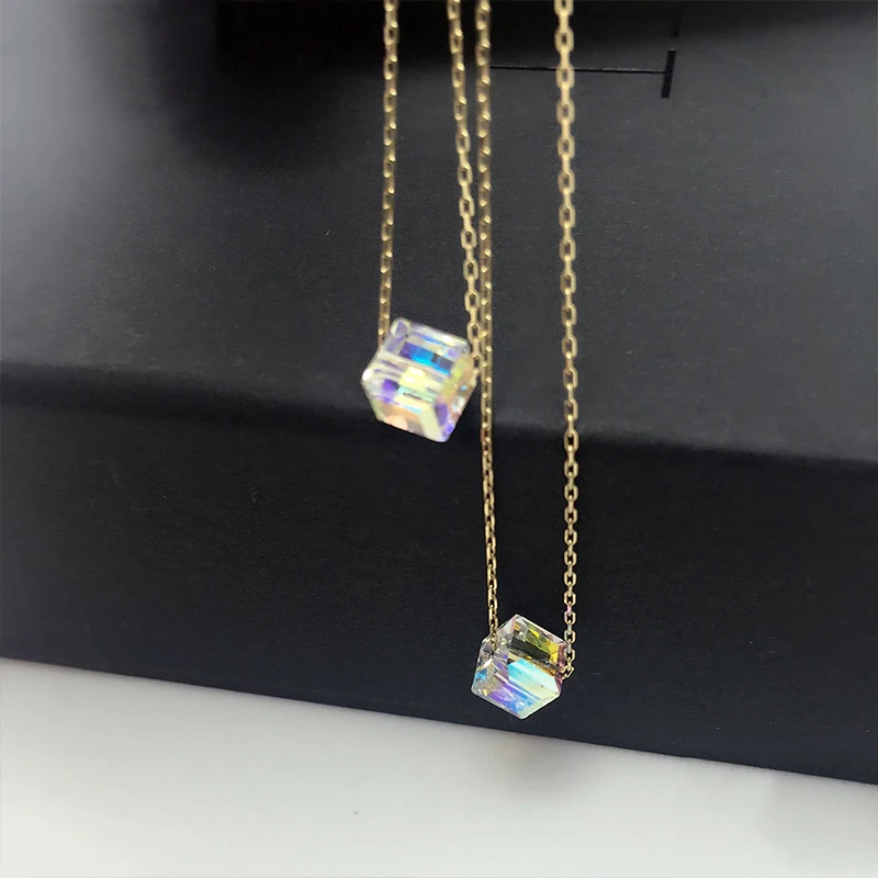 Перегородка оригинальные кристаллы Swarovski Кулон Ожерелья золотого цвета цепочка