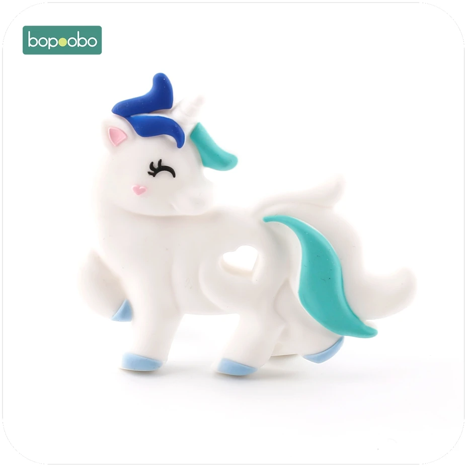 Turquoise Unicorn Bopoobo 1 шт., детский прорезыватель, BPA бесплатно, силиконовый Прорезыватель для зубов, Прорезыватель зубов, силиконовый Прорезыватель зубов "Львенок", детский товар, силиконовый Прорезыватель - Цвет: Turquoise Unicorn