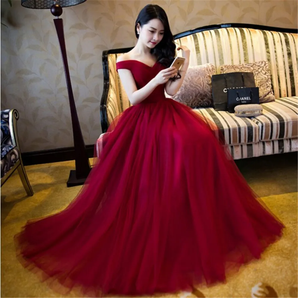 Сексуальное Бордовое платье подружки невесты с открытыми плечами 2017 Дешевое для