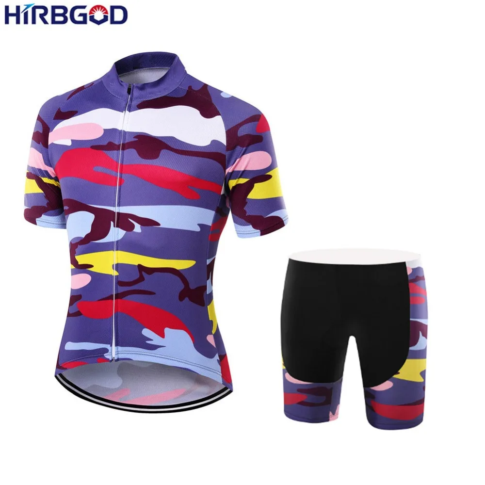 Женская камуфляжная майка HIRBGOD дышащая велосипедная рубашка с коротким рукавом