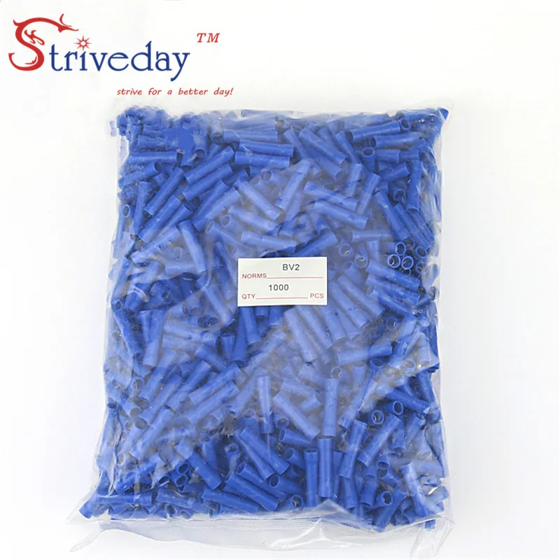 100 штук пакет Высокое качество BV2 синий расклешенные стыковой изоляцией Клеммы