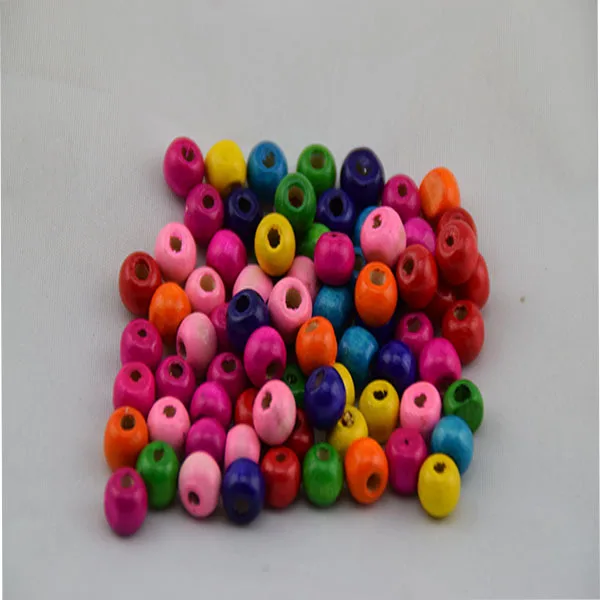 DIY Round Wood Mixed Colour Beads 7mm*8mm Children Baby Toys Crafts Decoration Jewelry Accessories | Pearl