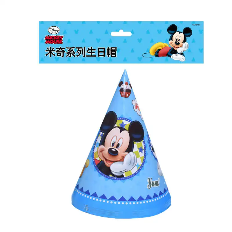 Hats-6Pcs Дисней Микки Маус тема Бумажная скатерть синяя чашка пластина, рог производитель шума детский душ День Рождения Праздновать украшение питания - Цвет: Hats-6Pcs