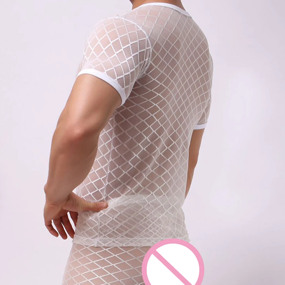 Сексуальная Сетчатая футболка для бега мужские спортивные топы прозрачные