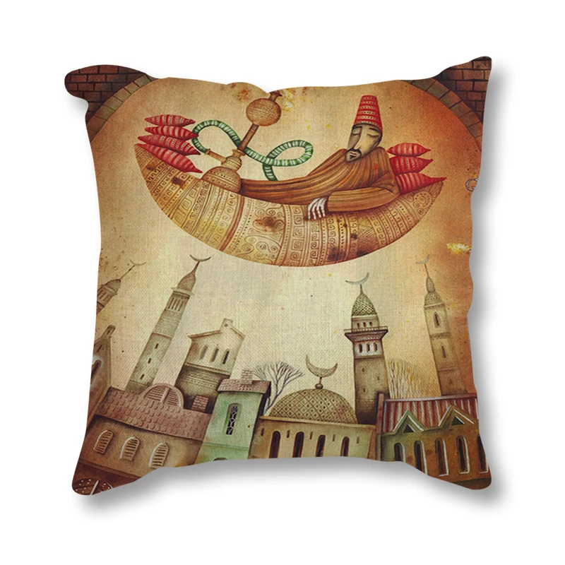 Сказочный декоративный Чехол на подушку для дивана в стиле ретро с изображением
