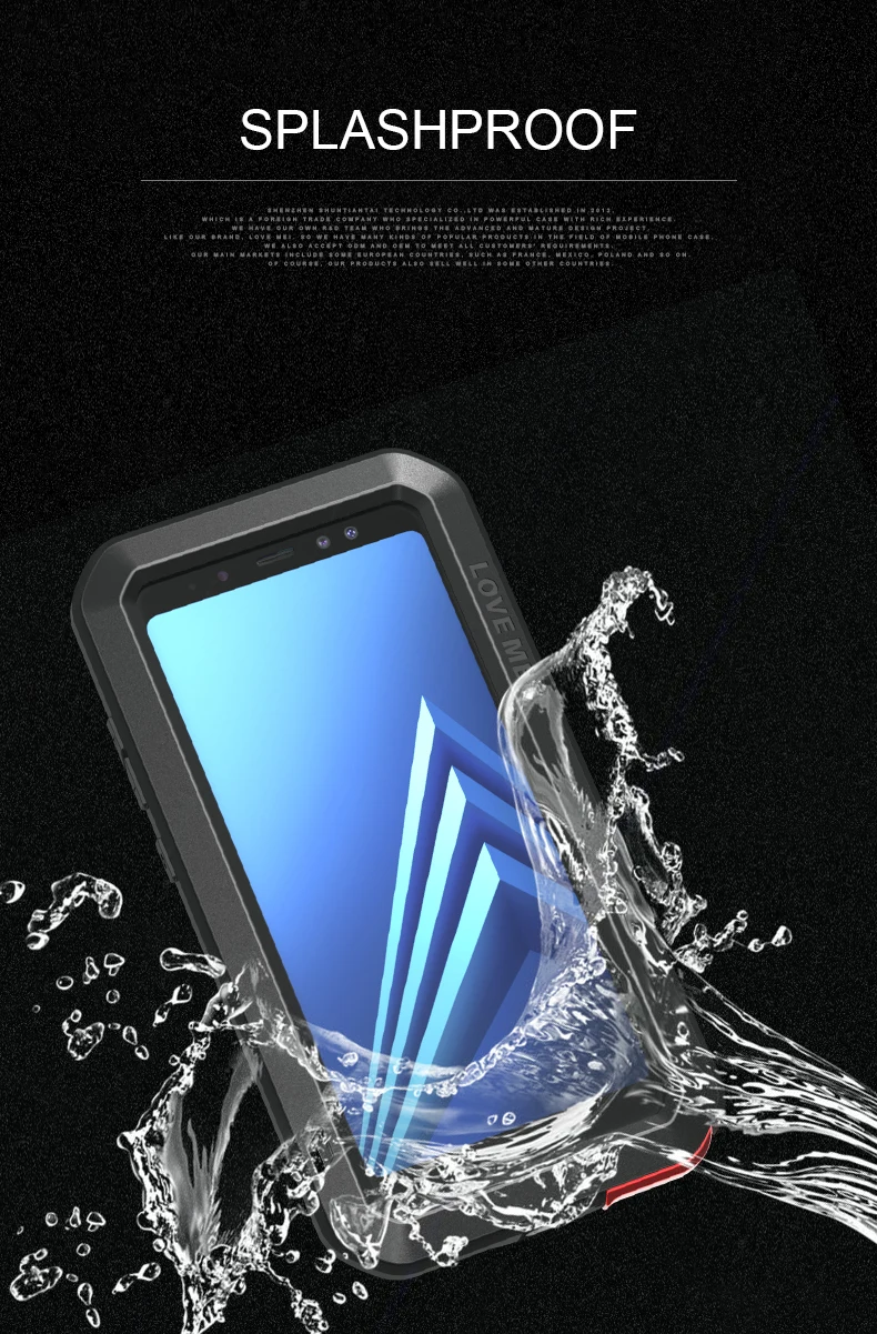 Водонепроницаемый чехол Love mei для Samsung Galaxy A8 2018 противоударный металлический