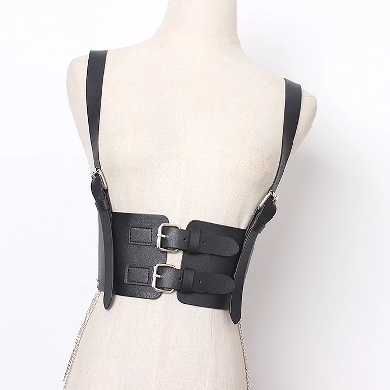 2019 hot new Silver Chain Body Bondage Tassel Belt Faux Leather causal Corset female Harness Waist Straps Suspenders Belts | Аксессуары